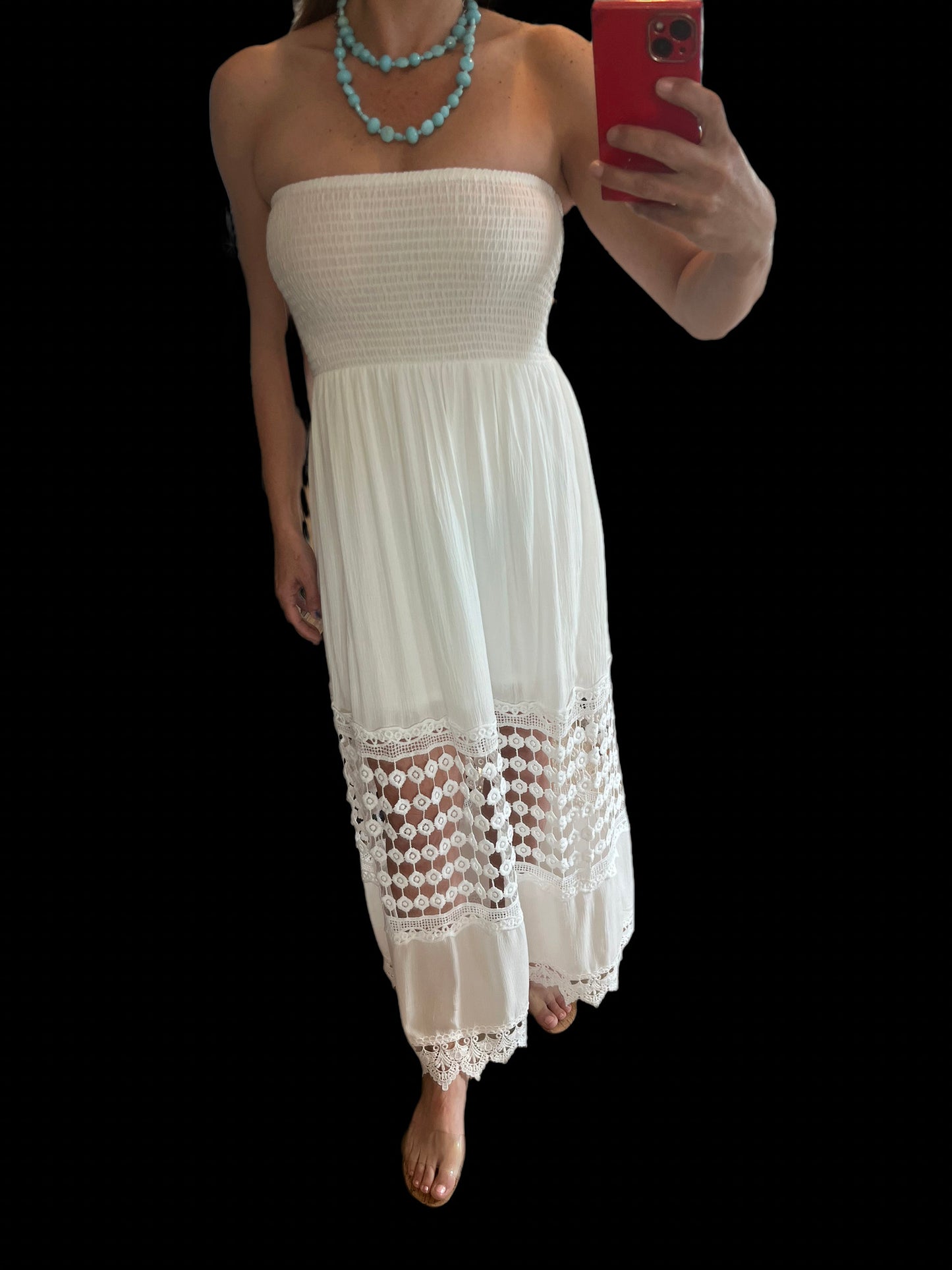 White Long Strapless Dress