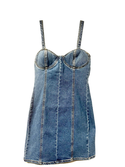 Corset Style Jean Dress with Zipper Back
