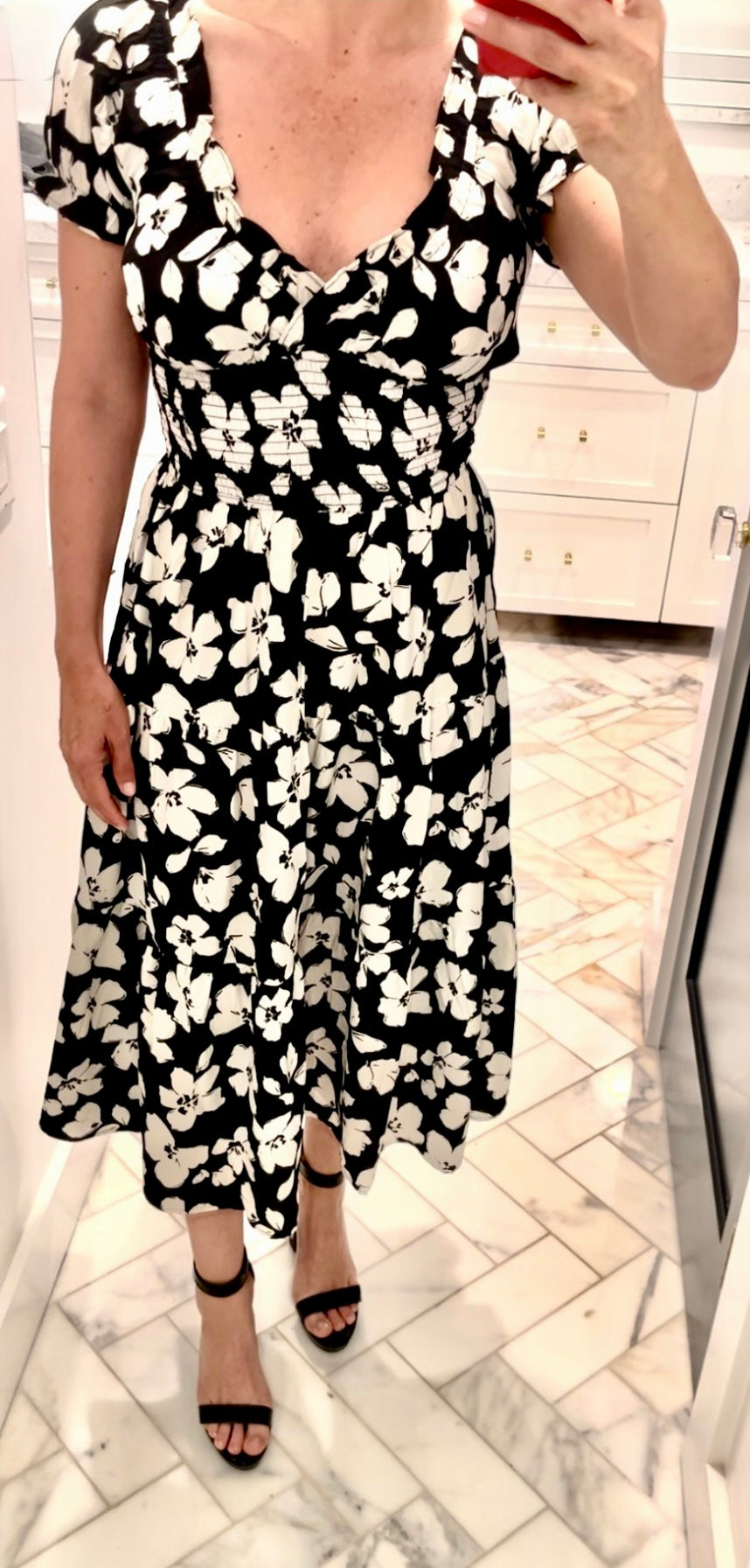 Black & White Flower Print Dress