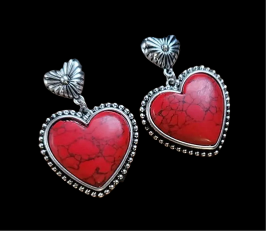 Vintage Heart Shaped Earring in Red